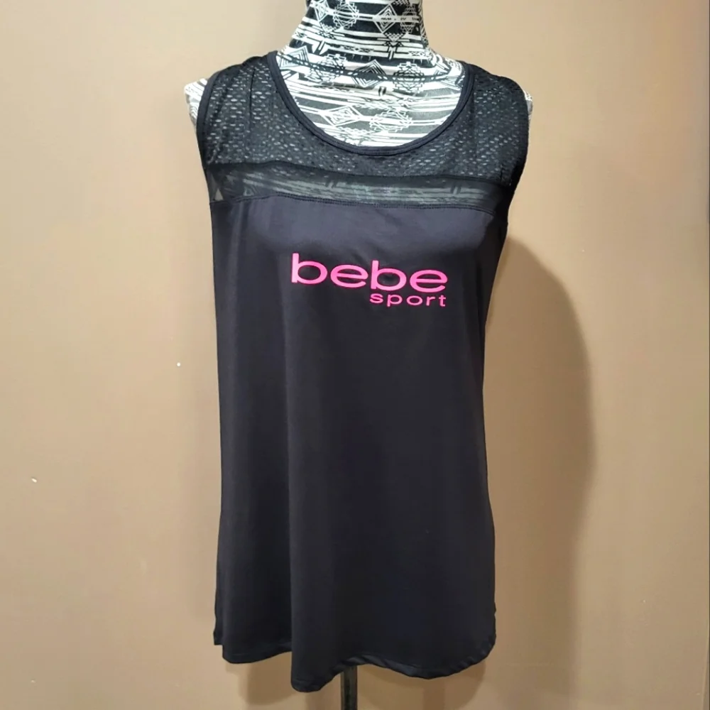 *3/$30 Sale* Bebe black mesh sport workout tank sz 3X - Picture 1 of 6